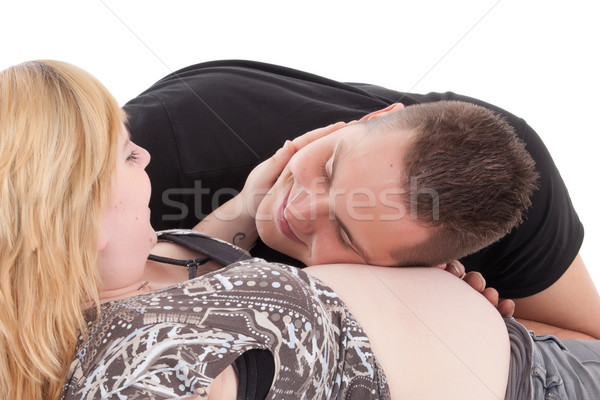 Copil fericit tineri gravidă cuplu Imagine de stoc © DNF-Style