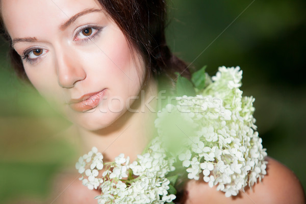 Girl with hortensia on her shoulder Stock photo © DNF-Style