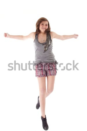 Jumping teen giovani adolescente studio bianco Foto d'archivio © DNF-Style