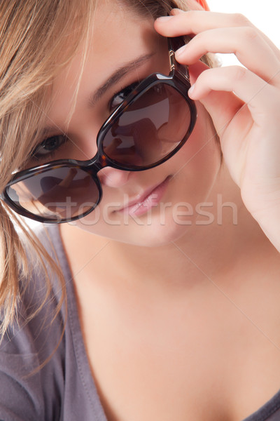 Adolescente gafas de sol jóvenes adolescente estudio blanco Foto stock © DNF-Style