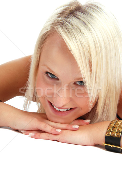 Blond schoonheid shot vrouw meisje glimlach Stockfoto © dnsphotography