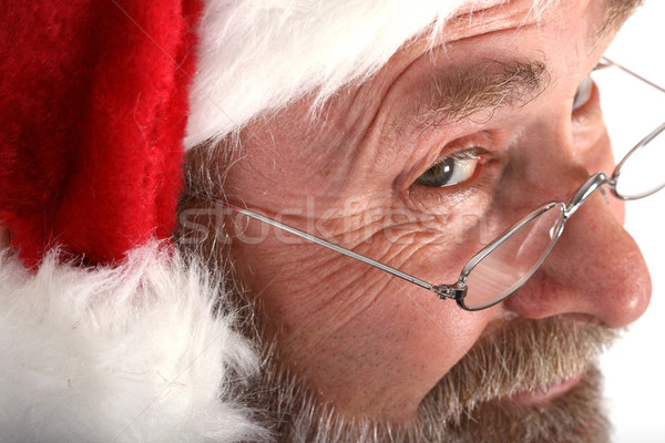 Macro kerstman gezicht bril Stockfoto © dnsphotography