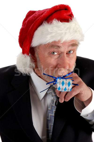 Business Santa and noisemaker Stock photo © dnsphotography