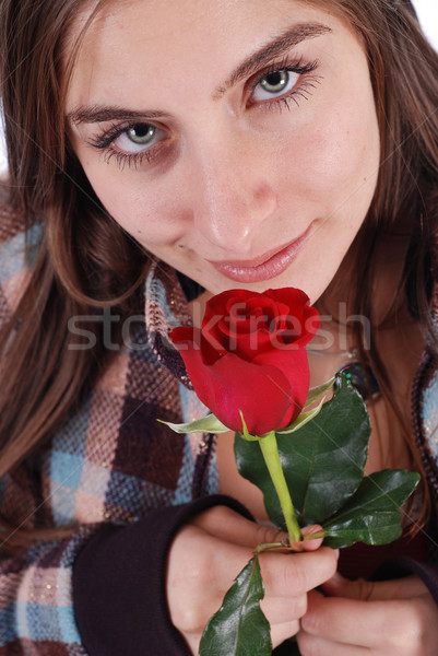Beautiful girl rosa bela mulher casaco mulher Foto stock © dnsphotography