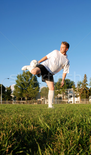 Jogador de futebol campo futebol esportes bola jogar Foto stock © dnsphotography