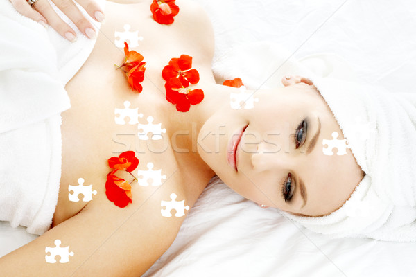 Rojo flor pétalos spa rompecabezas hermosa Foto stock © dolgachov