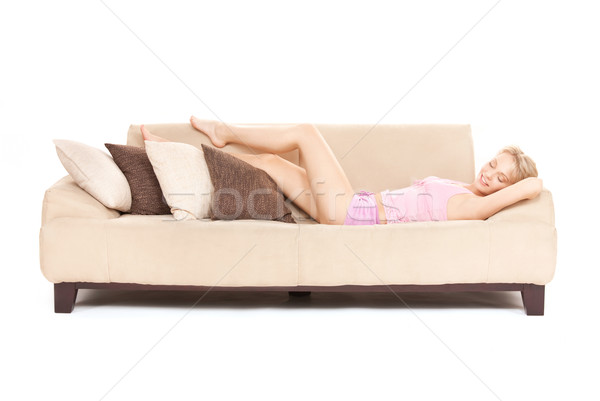 sleeping woman on sofa Stock photo © dolgachov