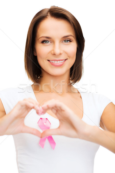 女子 粉紅色 癌症 色帶 醫療保健 醫藥 商業照片 © dolgachov