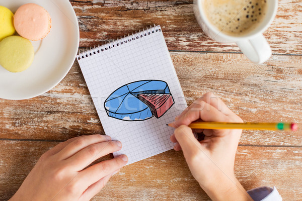 close up of hands drawing chart in notebook Stock photo © dolgachov