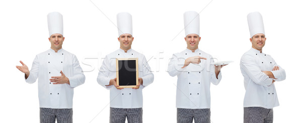 [[stock_photo]]: Heureux · Homme · chef · Cook · menu