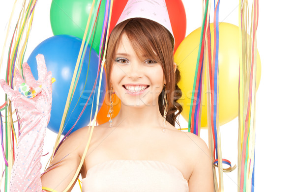 Party ragazza palloncini felice adolescente bianco Foto d'archivio © dolgachov