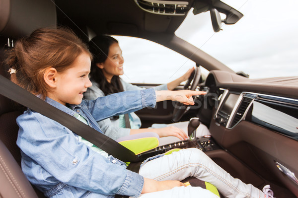 happy woman with little child driving in car Stock photo © dolgachov