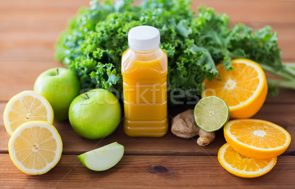 Stock fotó: üveg · narancslé · gyümölcsök · zöldségek · egészséges · étkezés · étel