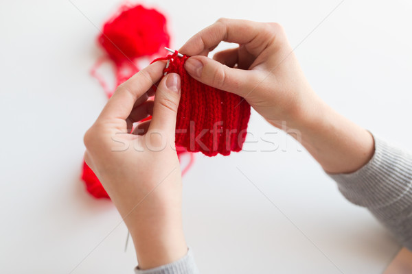 woman hands knitting with needles and yarn Stock photo © dolgachov