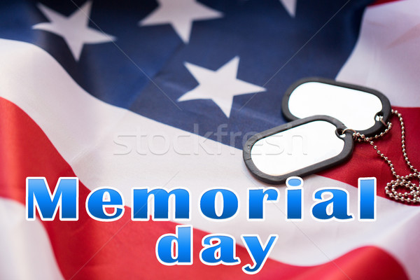 memorial day words over american flag and dog tags Stock photo © dolgachov