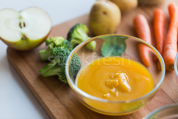 vegetable puree or baby food in glass bowl Stock photo © dolgachov