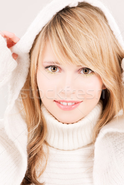 Stock photo: lovely teenage girl in hoodie