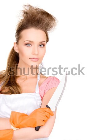 housewife with big knife Stock photo © dolgachov