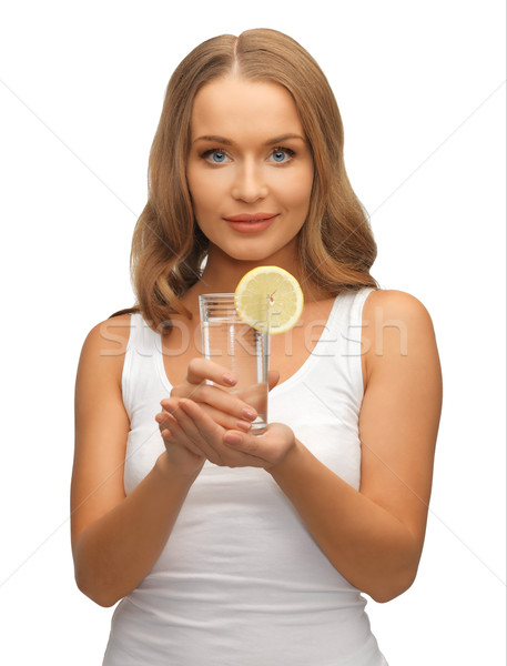 Kadın cam su resim mutlu Stok fotoğraf © dolgachov