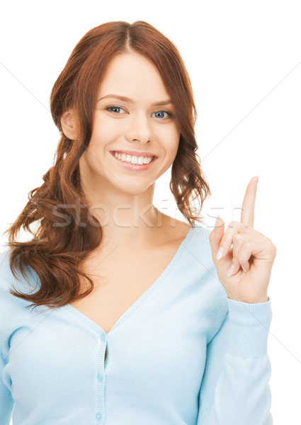Kadın parmak yukarı resim çekici genç kadın Stok fotoğraf © dolgachov