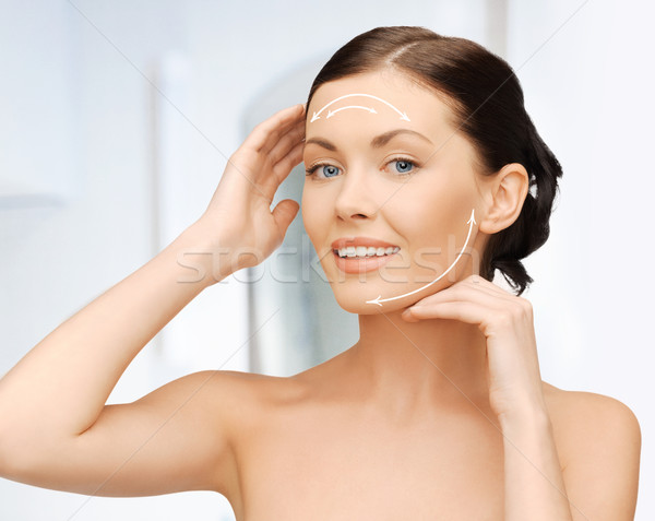 Arc kezek gyönyörű nő kép kész kozmetikai műtét Stock fotó © dolgachov