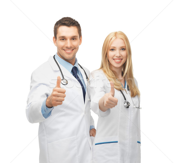 Foto stock: Jovem · equipe · dois · médicos