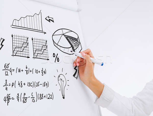 businesswoman drawing plan on flip board Stock photo © dolgachov