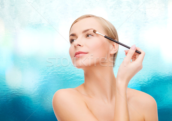 Schöne Frau Make-up Pinsel Kosmetik Gesundheit Schönheit Wasser Stock foto © dolgachov