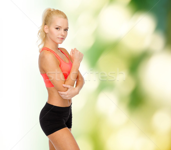 Deportivo mujer dolor codo salud fitness Foto stock © dolgachov
