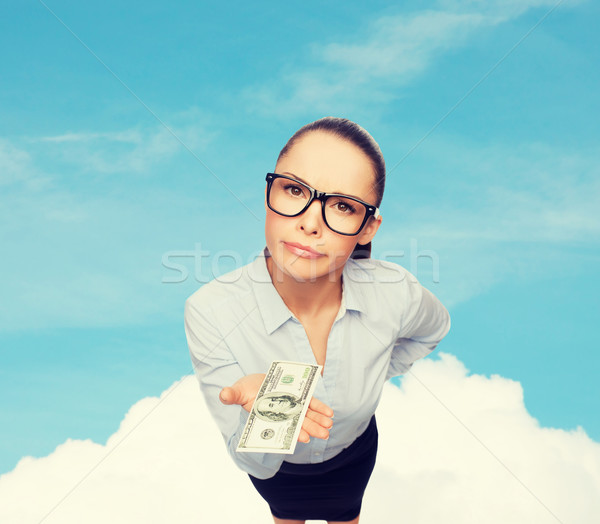 Gülen işkadını dolar nakit para iş Stok fotoğraf © dolgachov
