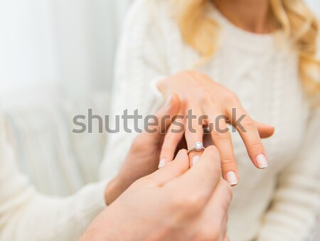 Közelkép leszbikus pár kezek jegygyűrű emberek Stock fotó © dolgachov