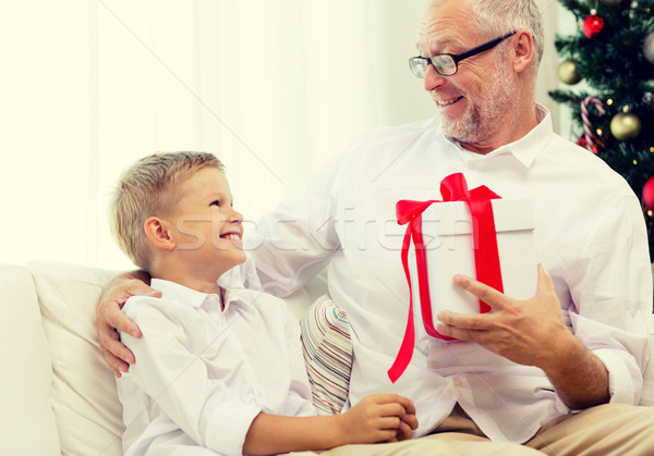 Souriant grand-père petit-fils maison famille vacances [[stock_photo]] © dolgachov