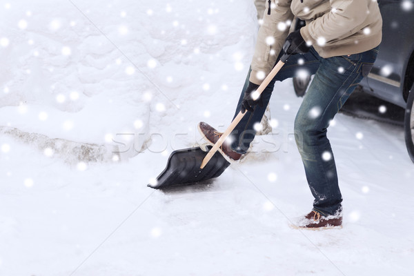 человека снега лопатой автомобилей транспорт Сток-фото © dolgachov