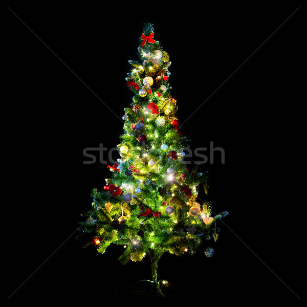 beautiful decorated and illuminated christmas tree Stock photo © dolgachov