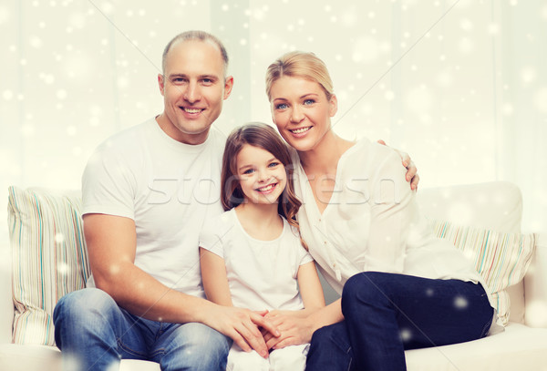 Glimlachend ouders meisje home familie jeugd Stockfoto © dolgachov