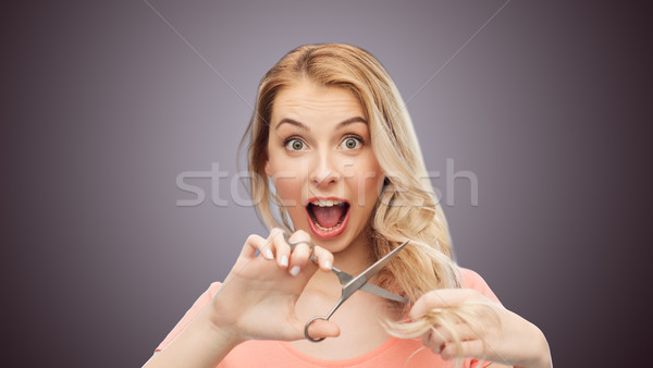 женщину ножницы волос прическа Сток-фото © dolgachov