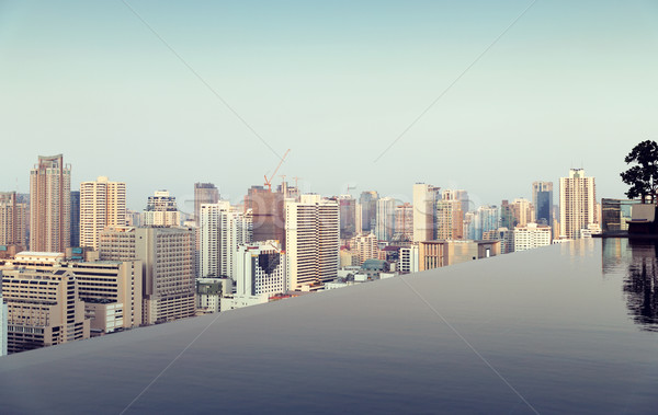 Foto stock: Vista · infinito · borde · piscina · Bangkok · ciudad