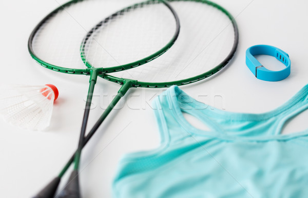Közelkép tollaslabda sport egészséges életmód tárgyak fitnessz Stock fotó © dolgachov
