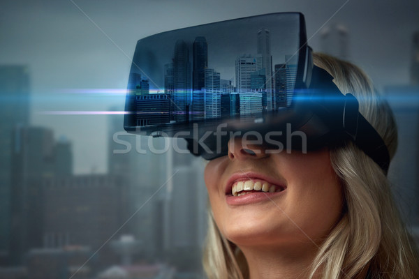 Femme réalité casque ville technologie [[stock_photo]] © dolgachov