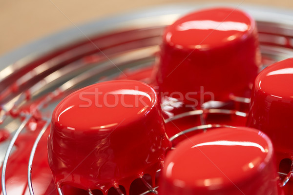 mirror glaze cakes at pastry shop Stock photo © dolgachov