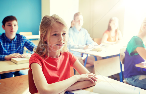 happy student girl at school lesson Stock photo © dolgachov