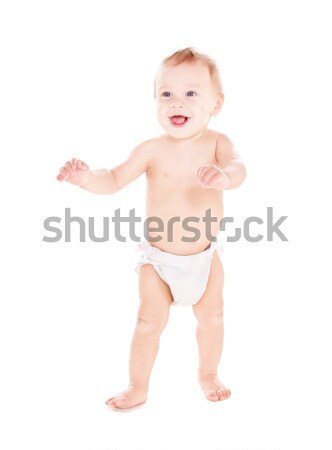 Photo stock: Permanent · bébé · garçon · couche · photos · blanche