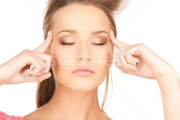 Malheureux femme tête mains stress [[stock_photo]] © dolgachov