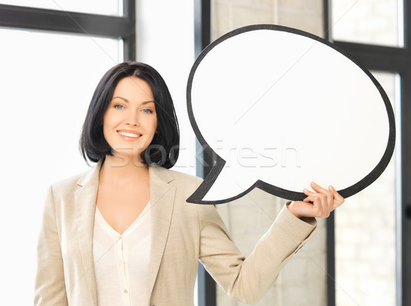 Stock photo: smiling businesswoman with blank text bubble