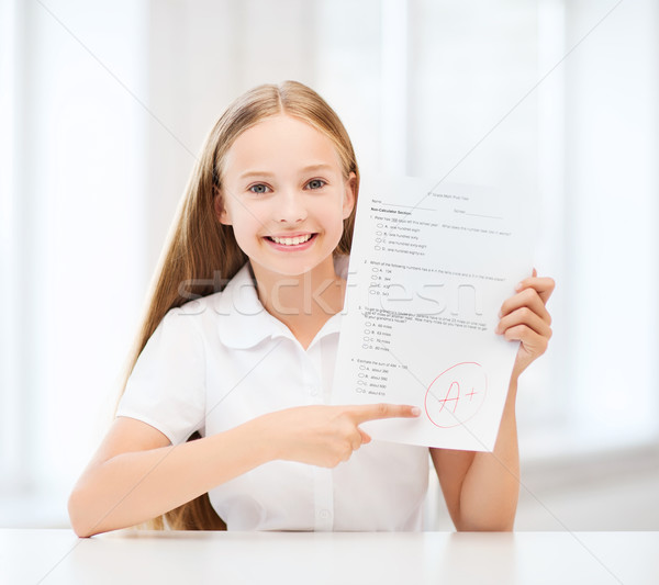 girl with test and grade at school Stock photo © dolgachov