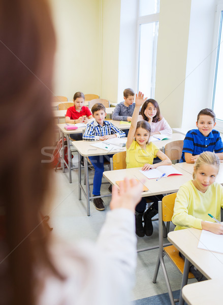 Groep school kinderen handen klas onderwijs Stockfoto © dolgachov