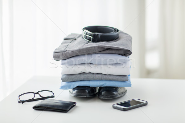 close up of formal clothes and personal stuff Stock photo © dolgachov