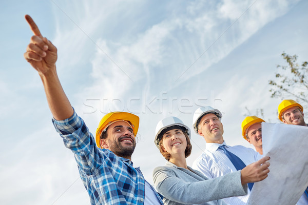 Stockfoto: Groep · bouwers · blauwdruk · business · gebouw · teamwerk