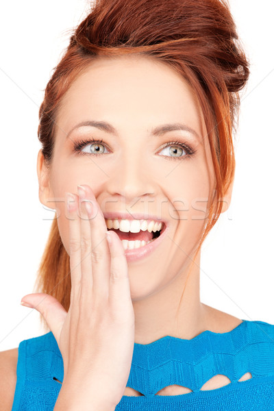 Foto stock: Sorprendido · rostro · de · mujer · brillante · Foto · blanco · mujer