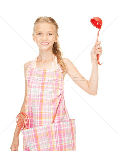 小 家庭主婦 紅色 瓢 圖片 女孩 商業照片 © dolgachov
